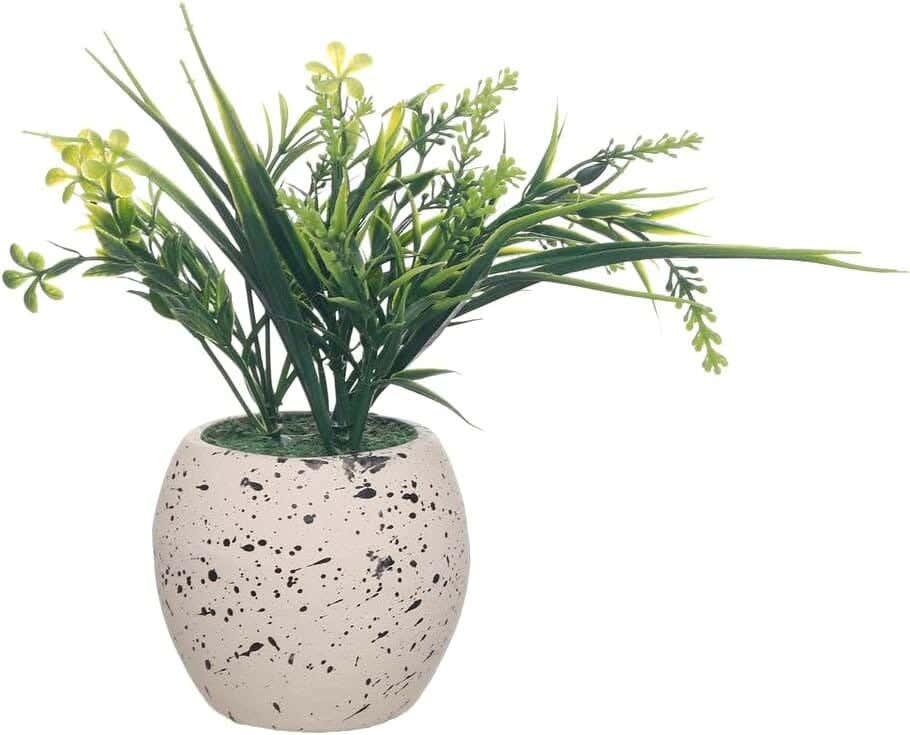 Planter pot, plastic clay - white green