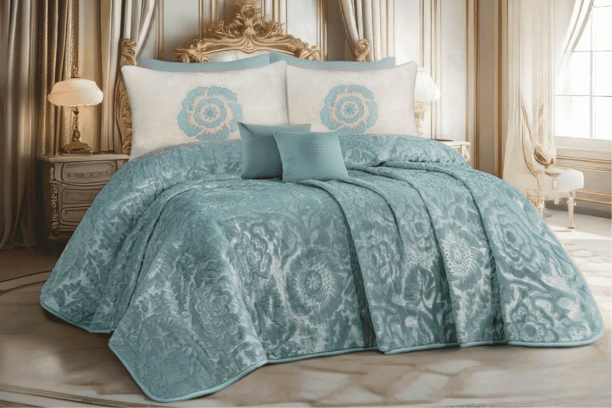 Rimas Blanket, 260x240cm, Soft - Mint Green