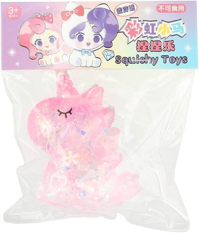 Unicorn Design Silicone Glitter Push Fidget Figure - Pink