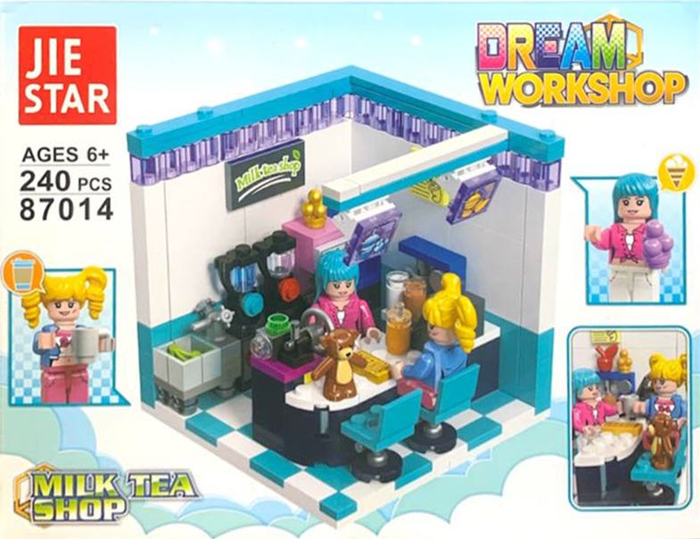 Jie Star W71-463 Milk Tea Shop Plastic Lego Building Set, 240 Pieces - Multicolor