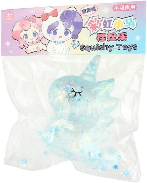 Unicorn Design Silicone Glitter Push Fidget Figure - Blue