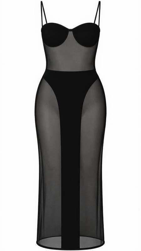 Hanadi Nightgown, One Size, Fabric - Black