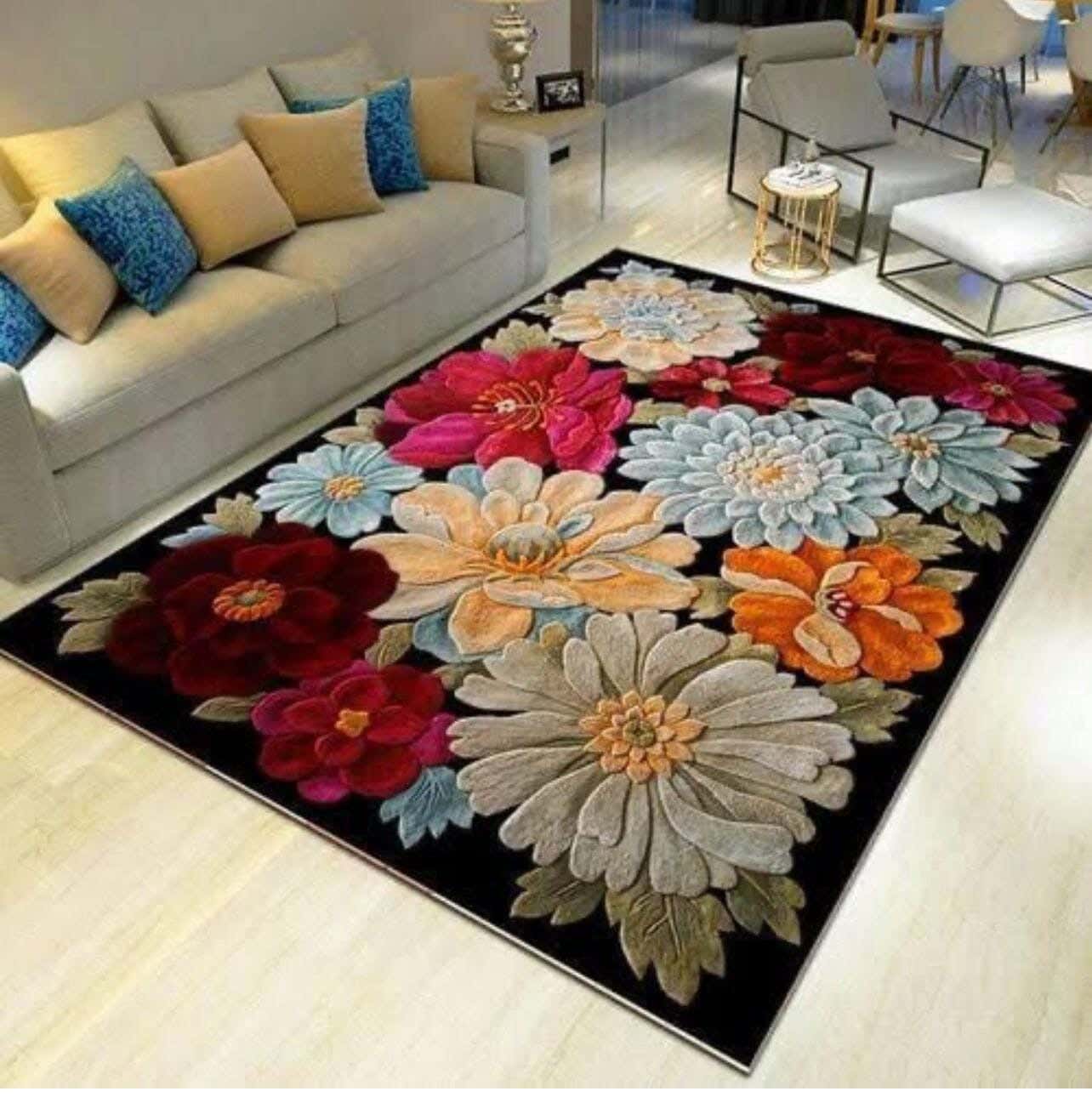 Line Sleep Dots Fabric Carpet protector, 160x250 cm - Multicolor