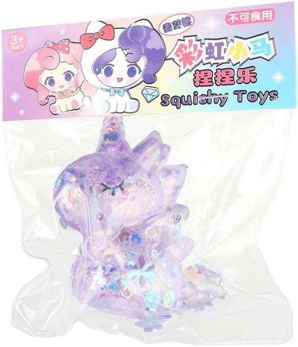 Unicorn Design Silicone Glitter Push Fidget Figure - Purple