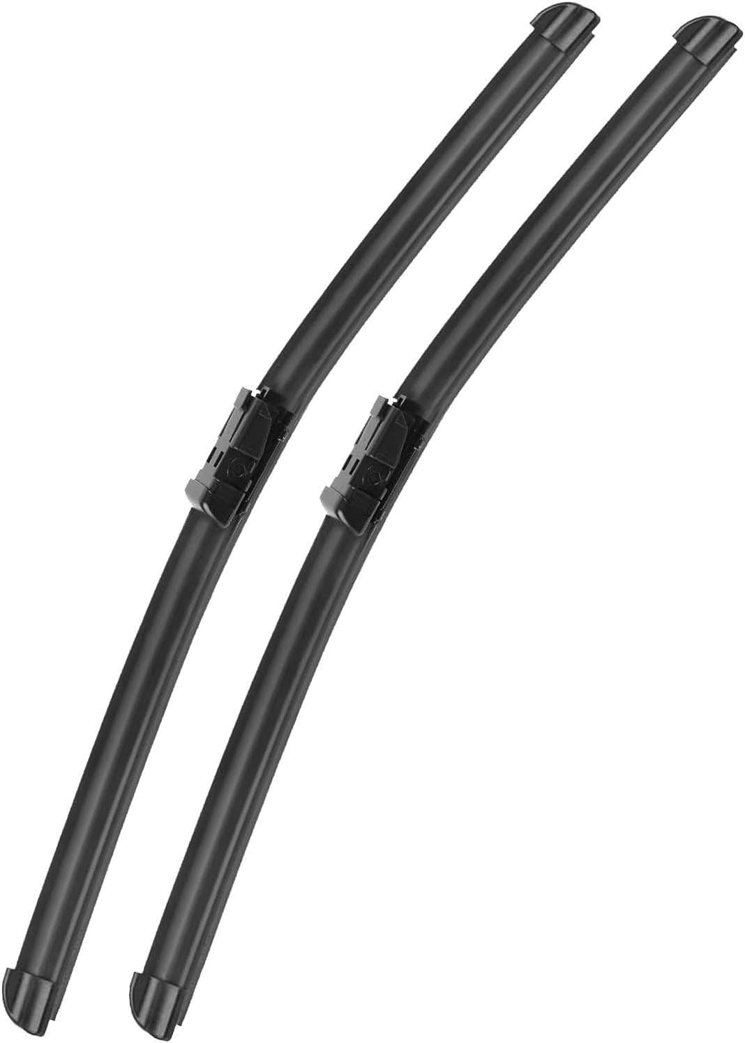 Natural Rubber Windshield Wiper Blades Set for, 26/17 Inch - Black