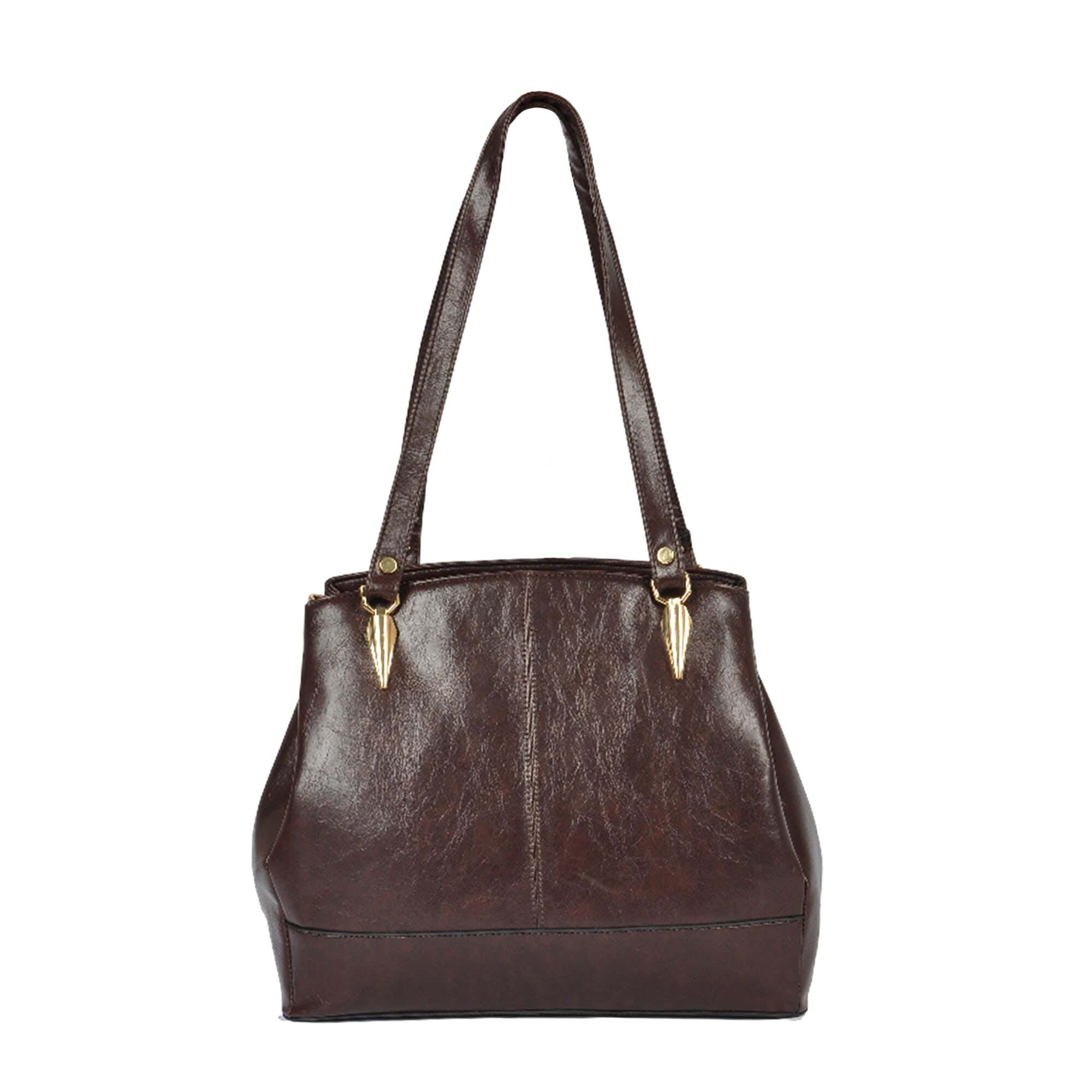 Women'S Faux Leather Shoulder Bag - Brown