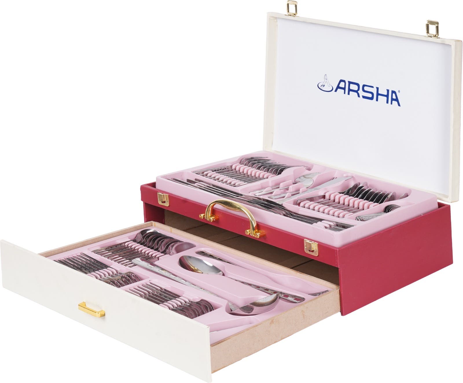 Arshia Stainless Steel Cutlery Set, 87 Pieces - Silver