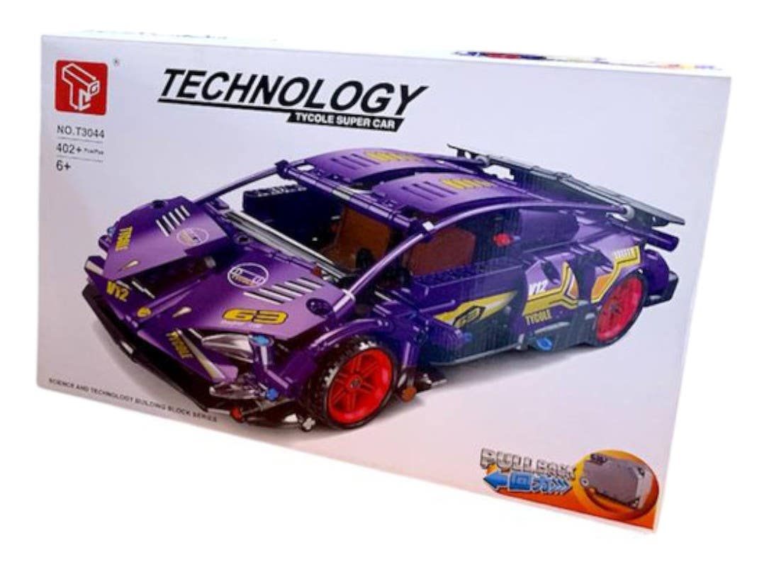 Alsafwa W71-499 Car Plastic Lego Building Set, 402 Pieces - Purple