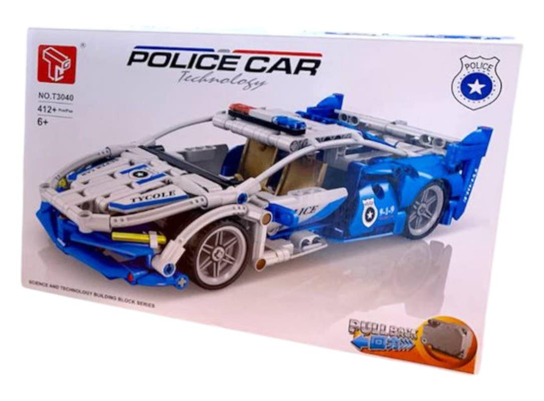 Alsafwa W71-499 Car Plastic Lego Building Set, 412 Pieces - Blue White