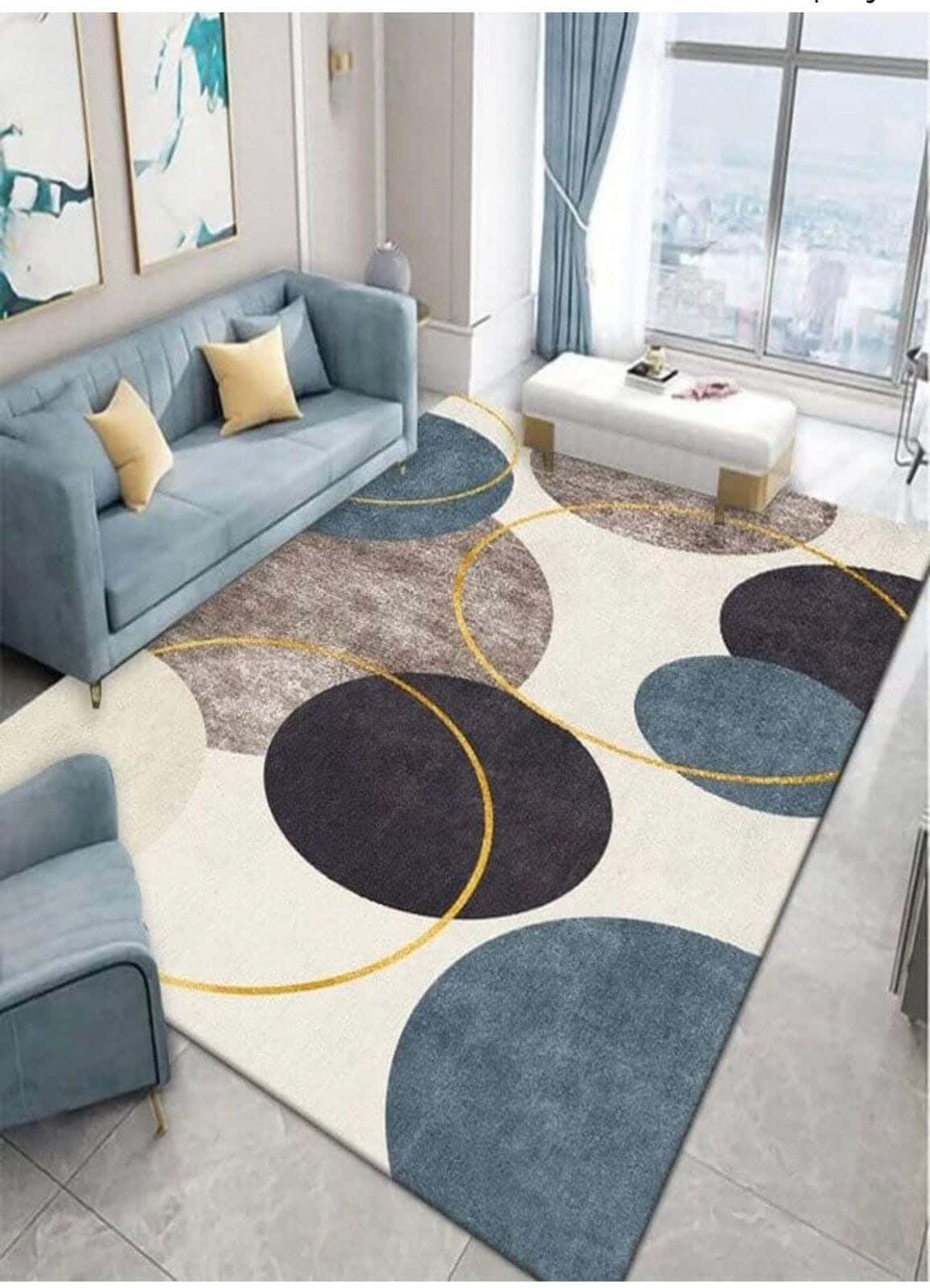 Line Sleep Dots Fabric Carpet protector, 160x250 cm - Multicolor