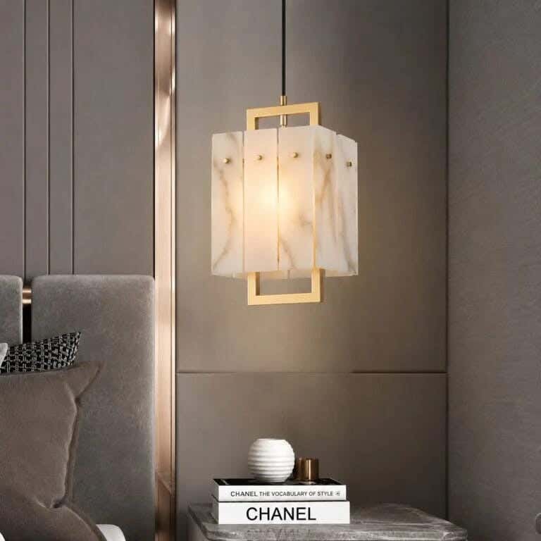Joky Metal And Alabaster Marble Ceiling Chandelier, 30 × 17 cm - Gold