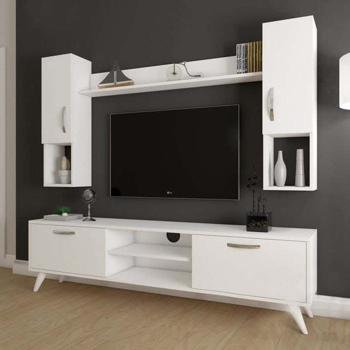 MDF Wooden Tv Unit, 180X53X30 Cm - White