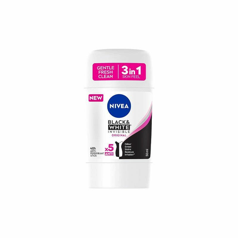 NIVEA Black and White Invisible 48H Antiperspirant Deodorant Stick for Women - 50 ml