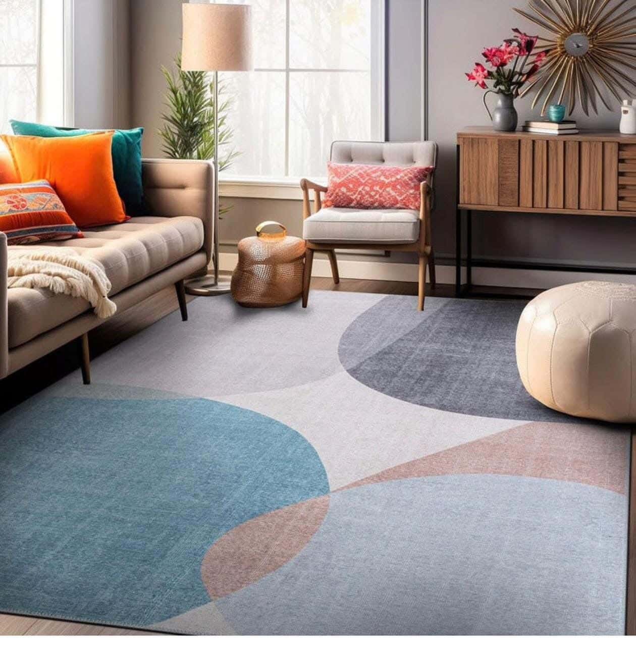 Line Sleep Dots Fabric Carpet protector, 200x300 cm - Multicolor