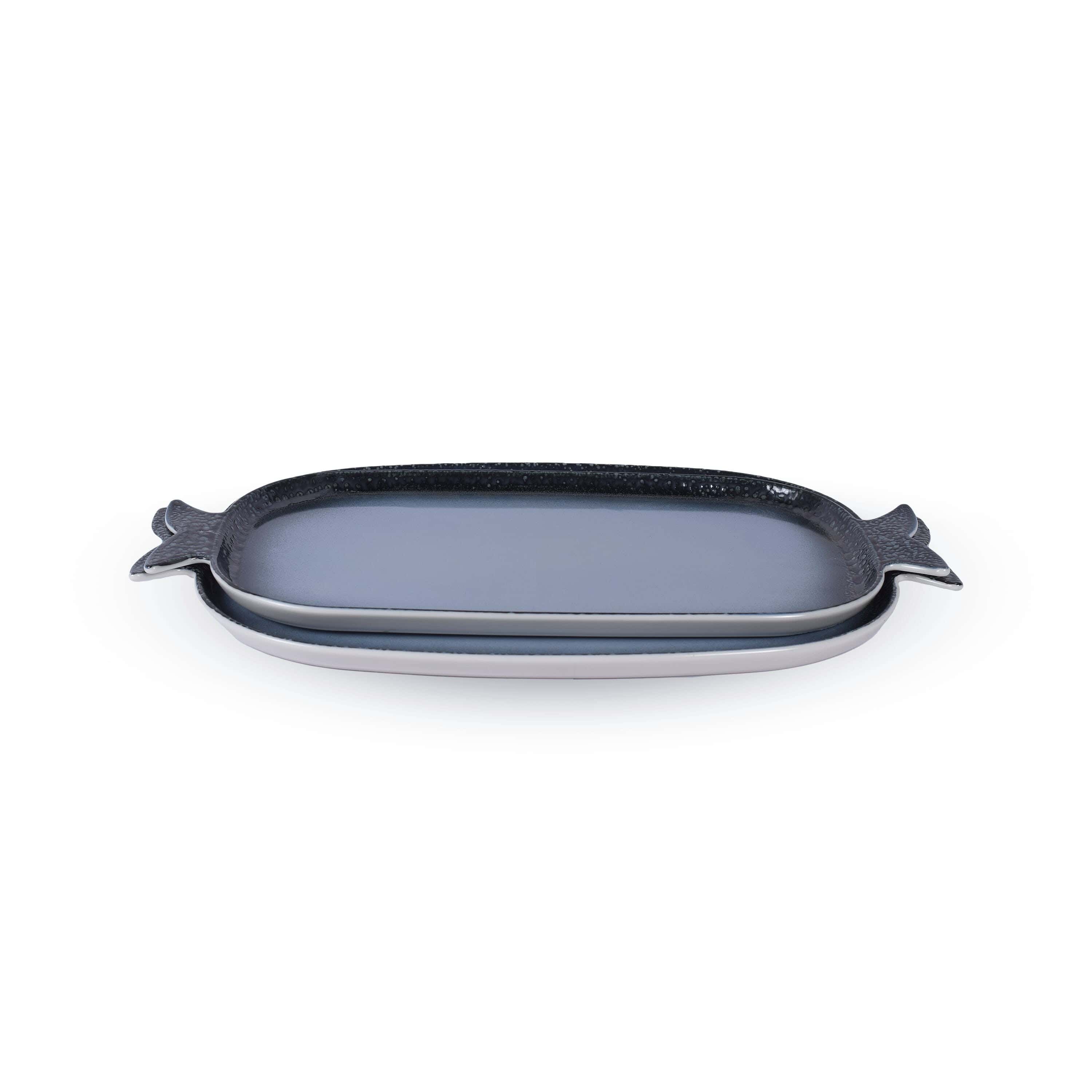 Porcelain tray set, 2 pieces - dark blue