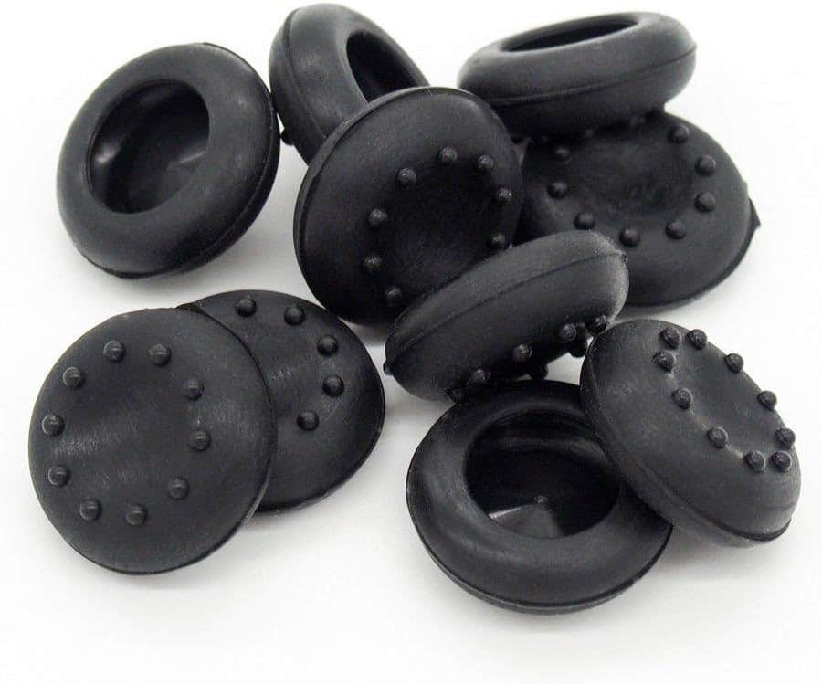 Qingsun Silicone Controller Thumb Grips Caps for PlayStation, Xbox One, 10 Pieces - Black