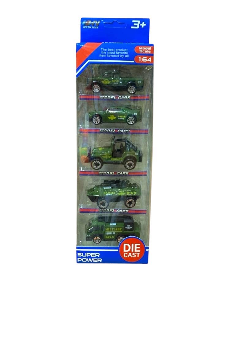 Alsafwa T-364 Cars Toy for Boys, 5 Pieces - Green