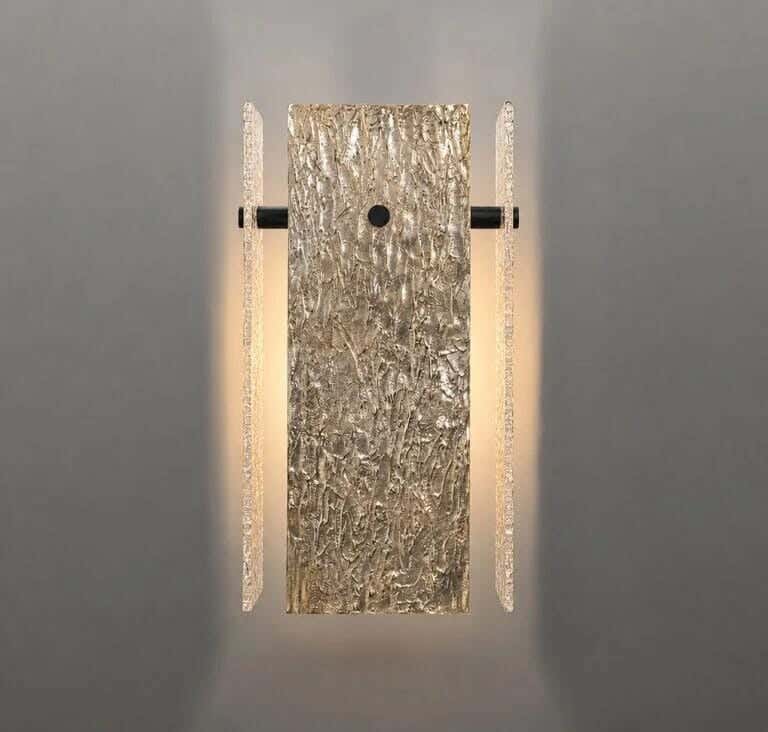 Joky Hammered Glass Metal And Glass Wall Sconce, 20 × 8 cm - Black