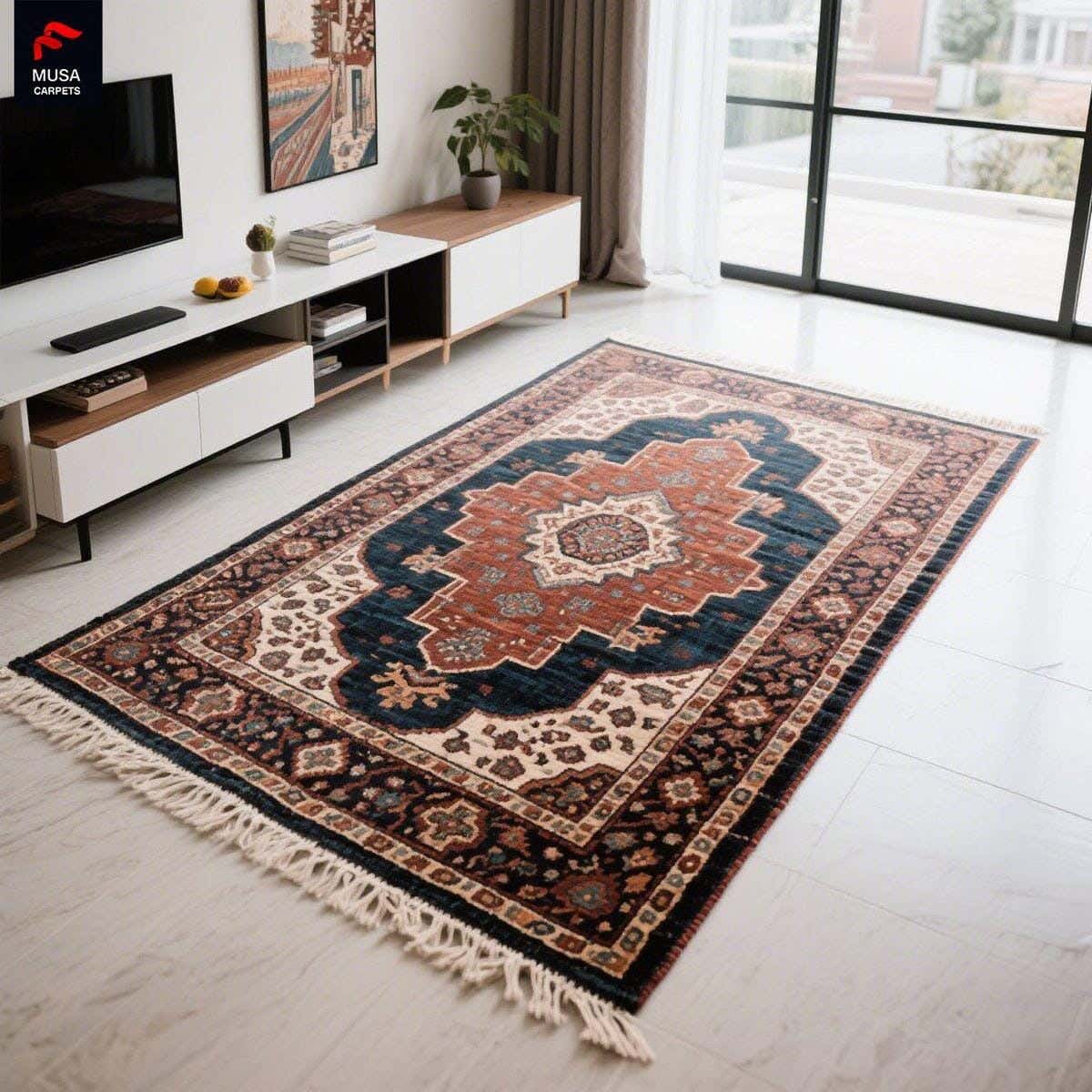 Line Sleep Dots Fabric Carpet protector, 160x250 cm - Multicolor