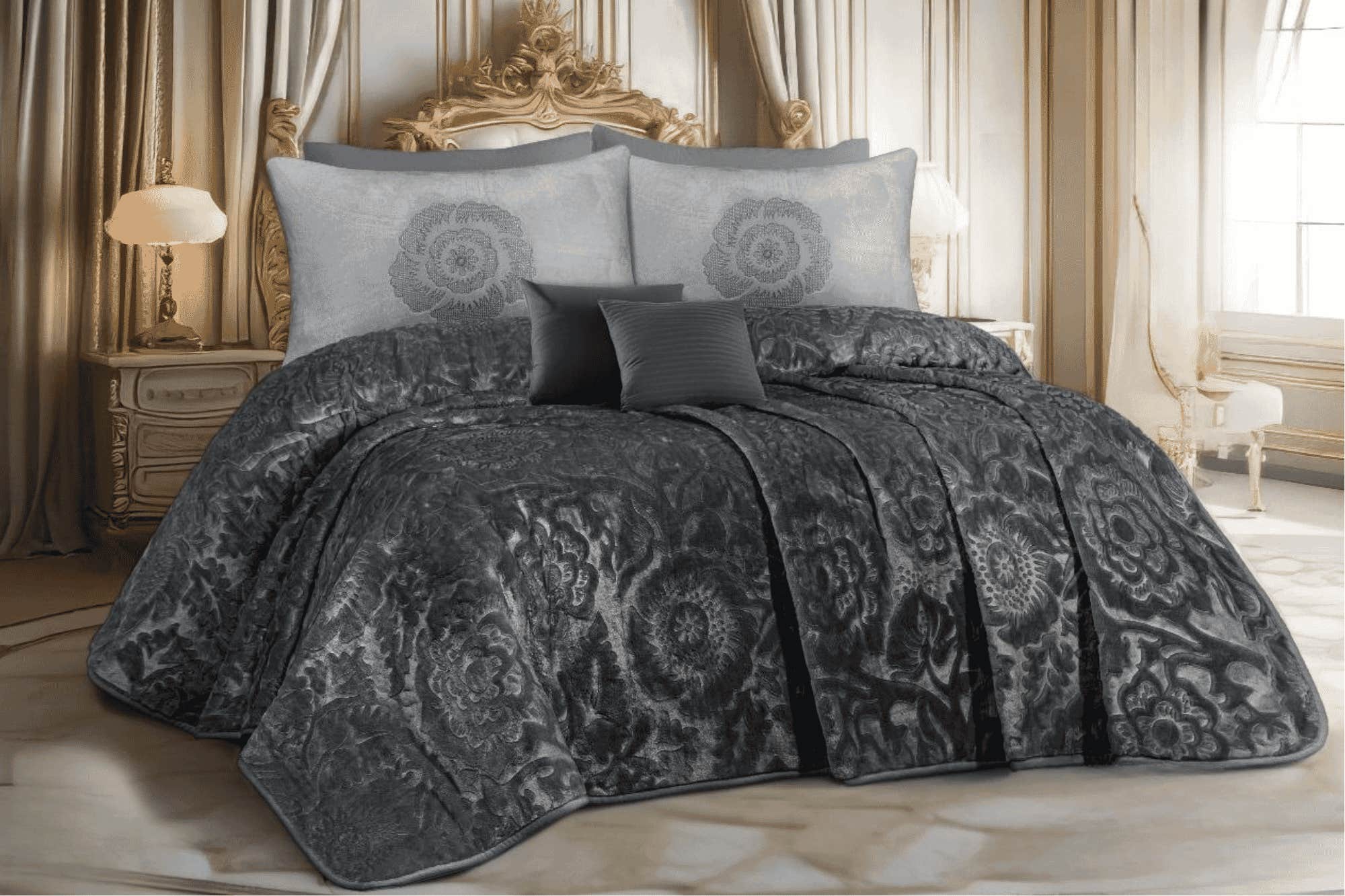 Rimas Blanket, 260x240cm, Soft - Black