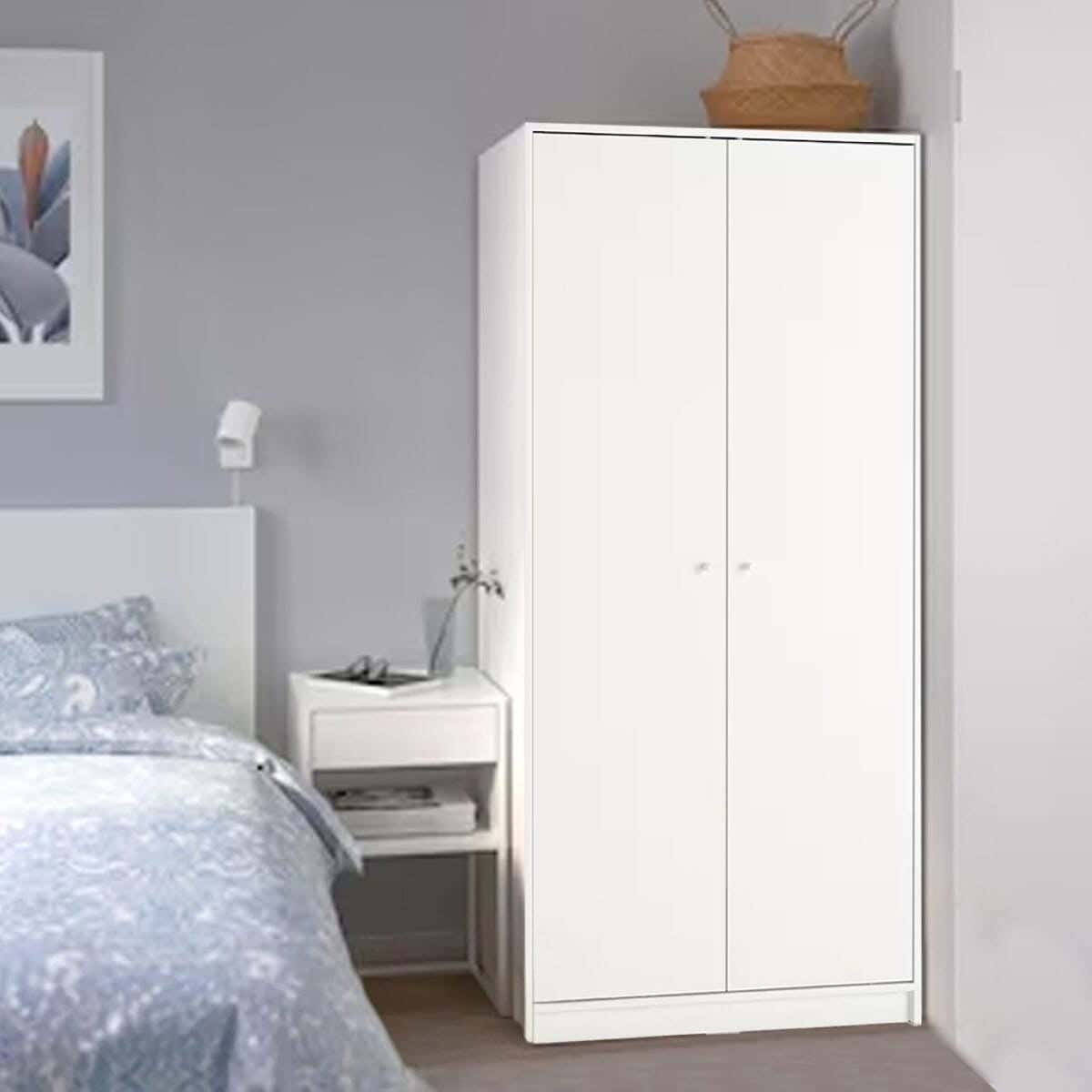 Wardrobe MDF Wood Covered With HPL Layer, 176×80×40 cm - White