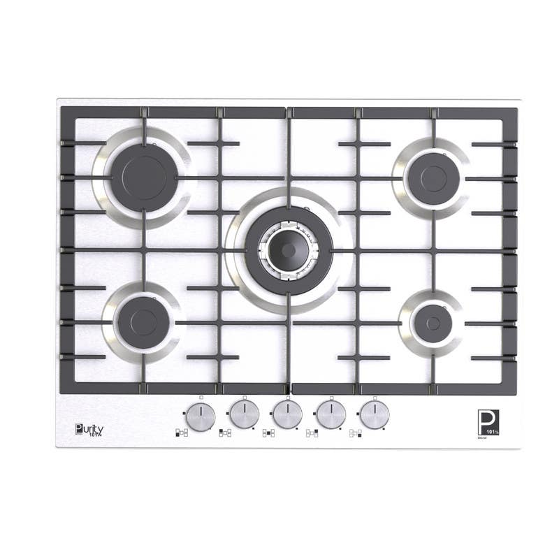 Purity HPT713S Built-in Gas Hob, 70x51x5 cm, 5 Burner - Silver
