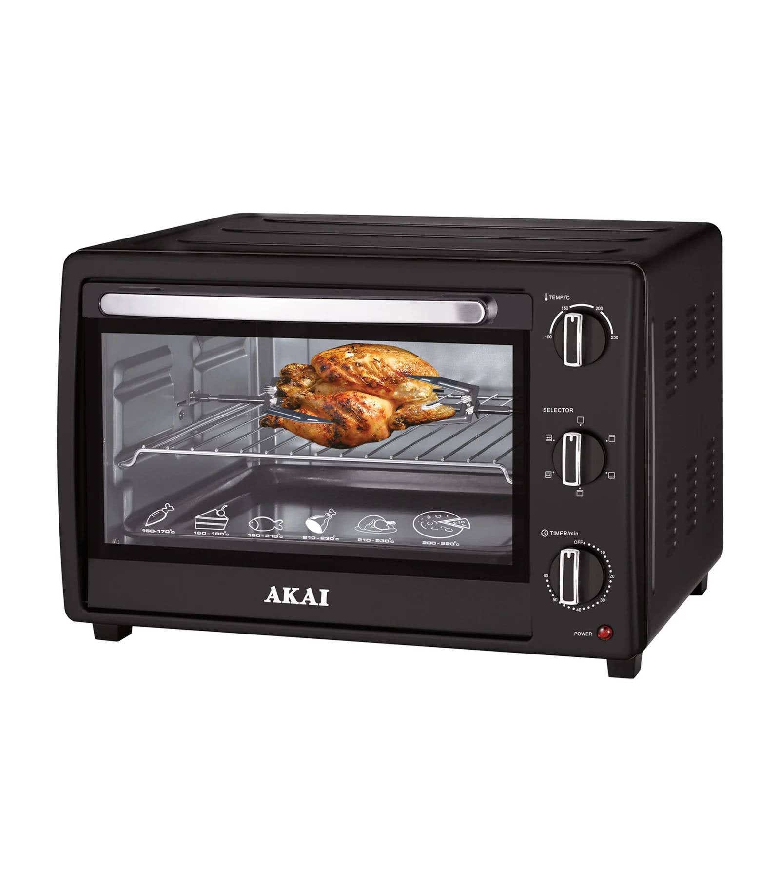 Akai AK-40 Electric Oven, 40 Liters, Without Grill - Black