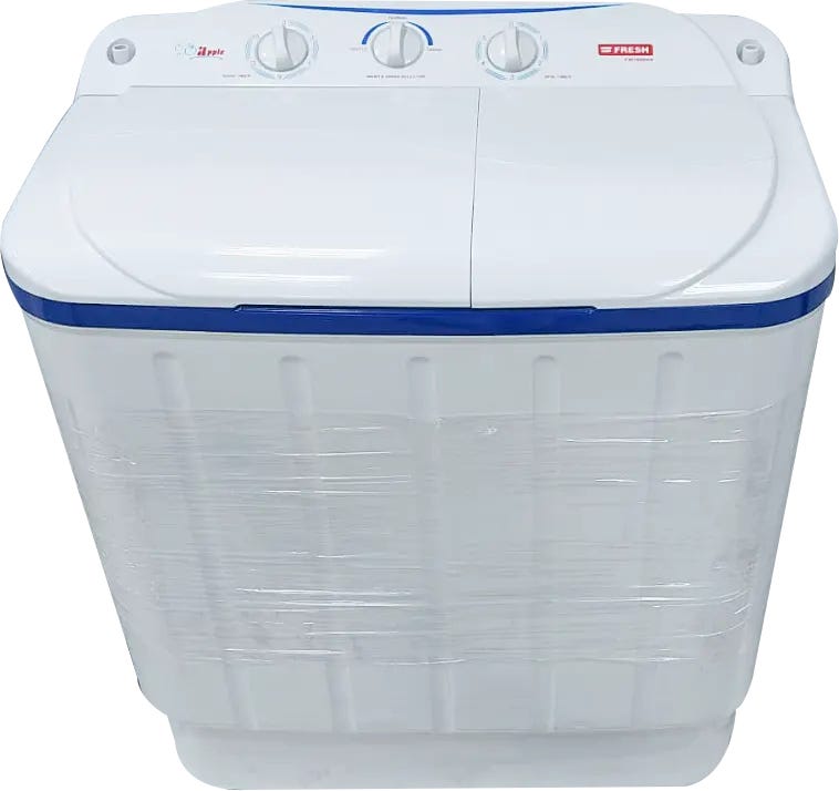 Fresh Apple Half Automatic Washing Machine, 6 kg, 2 Motors - White