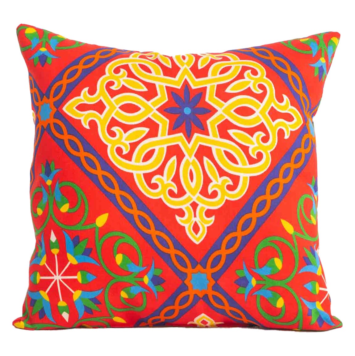 Khayameya Fabric Pillow, Ramadan Pattern, 55×55 cm - Multicolor