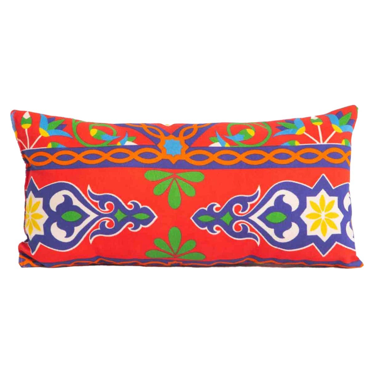 Khayameya Fabric Rectangular Pillow, Ramadan Pattern, 55×25 cm - Multicolor