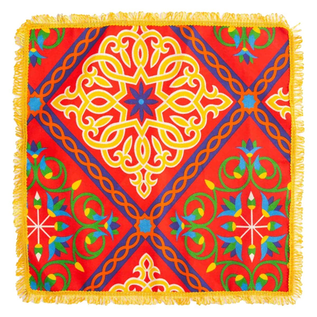 Linen Tablecloth, Ramadan Pattern, 50×50 cm - Multicolor