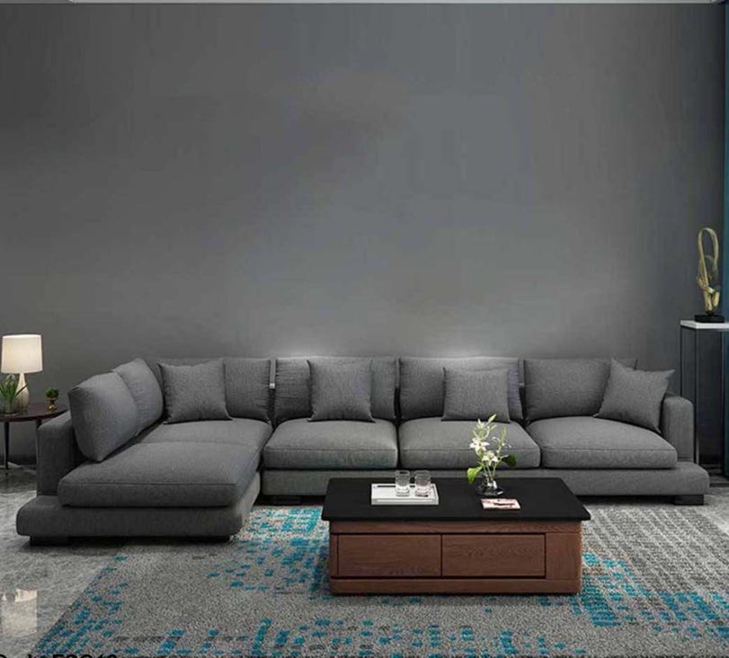 L-Shaped Corner Sofa, Beech Wood, Koya Linen, 300X90X70 Cm - Dark Grey