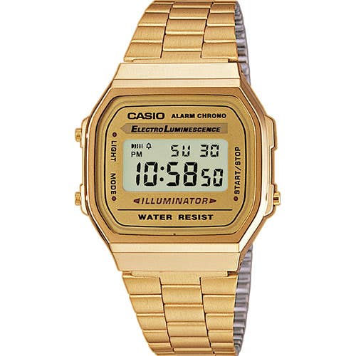 Casio A168WG-9WDF Digital Watch for Women, Stainless Steel Band - Gold