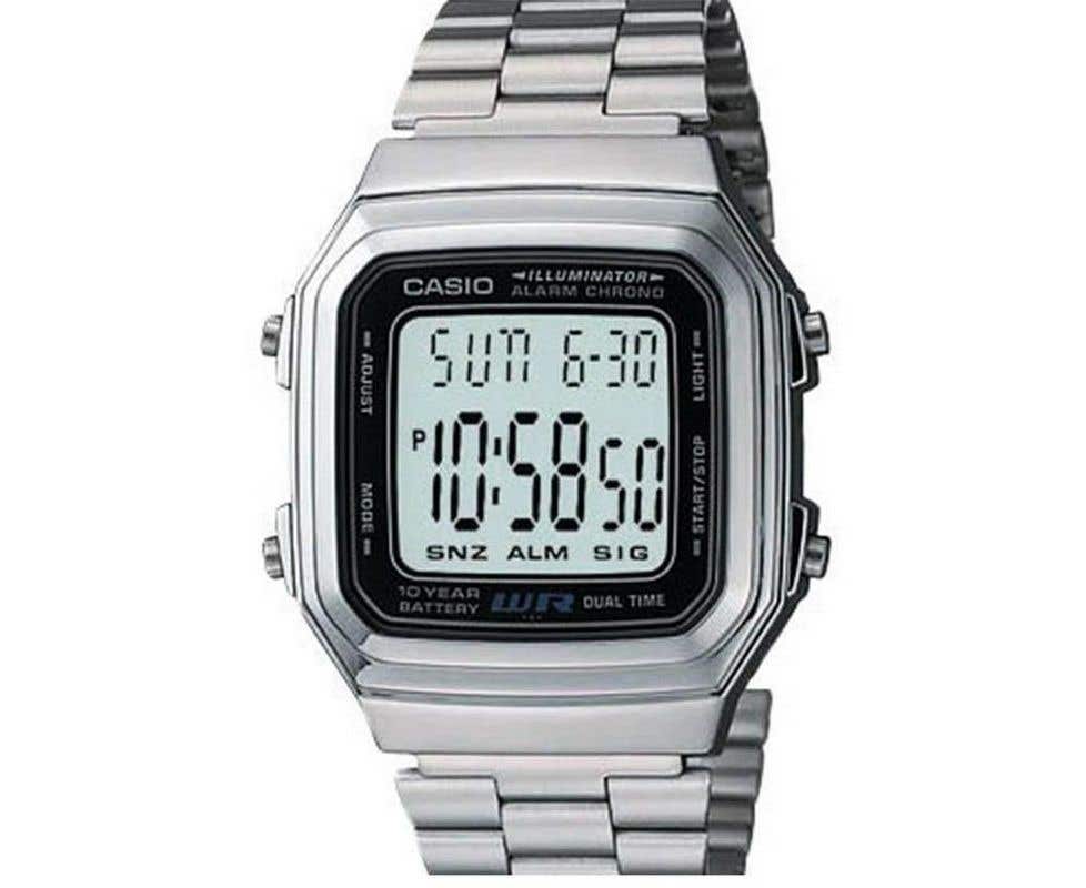 Casio A179W-1ADG Digital Watch for Men, Stainless Steel Band - Silver