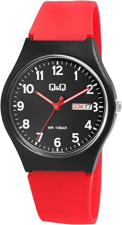 Q&Q A212J009Y Round Analog Casual Watch For women, M /26 - 39 mm - Red Black