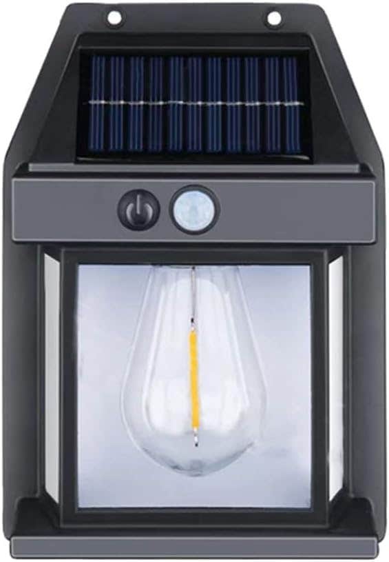 Solar Powered Motion Sensor LED Wall Light - Black