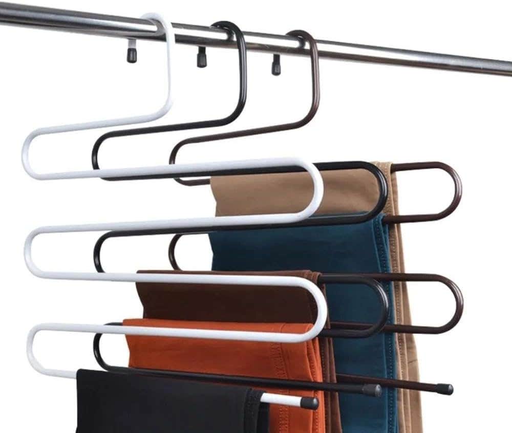 Metal 5-Tier Pants Hanger, 3 Pieces - White Black