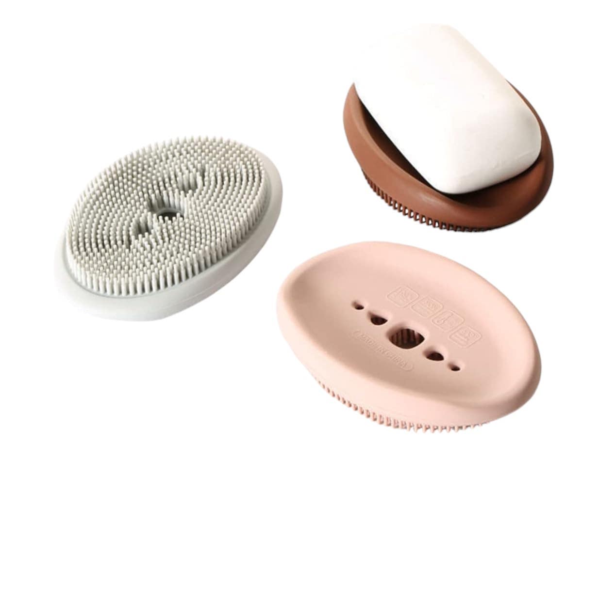 Silicone Soap Dish with Draining Holes, 4 pieces - Multicolor