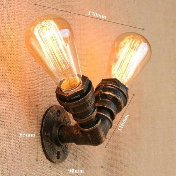 Wall Light Hanging, 2 Bulb - Copper
