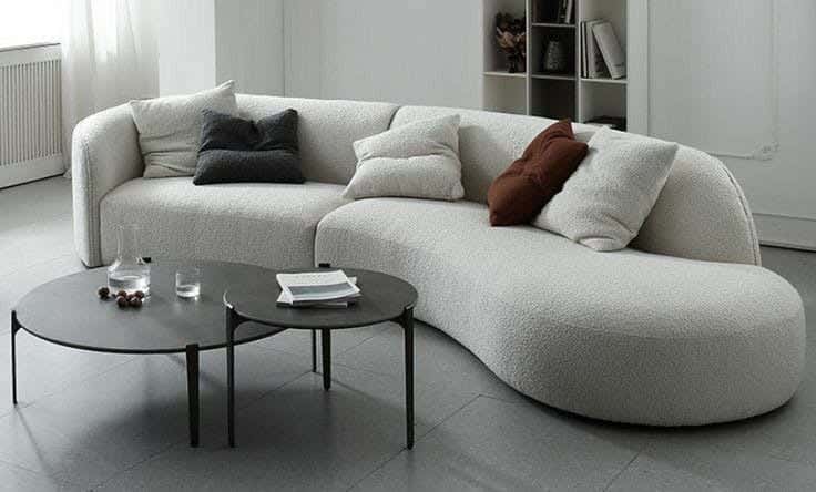 Beech Wood Sofa, Panda Fabric, 290 X 85 X 70 Cm - Off White