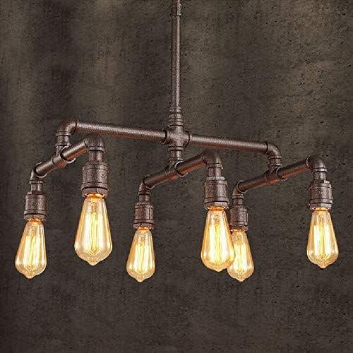 Ceiling Chandelier, 6 Bulbs - Brown