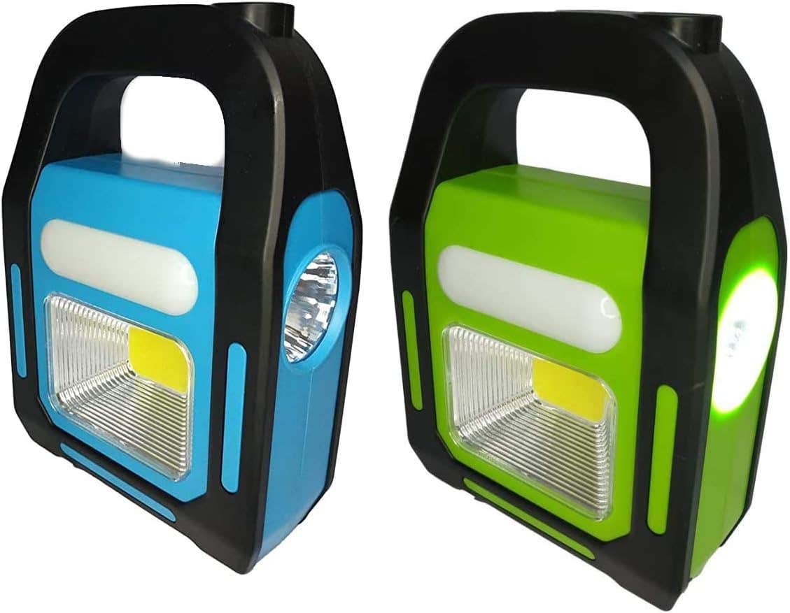 Rechargeable Solar Light with Handle, 2 Pieces - Multicolor