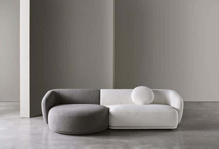 Two-Seater Sofa, Beech Wood, Panda Fabric, 240 X 90 X 75 Cm - White Gray