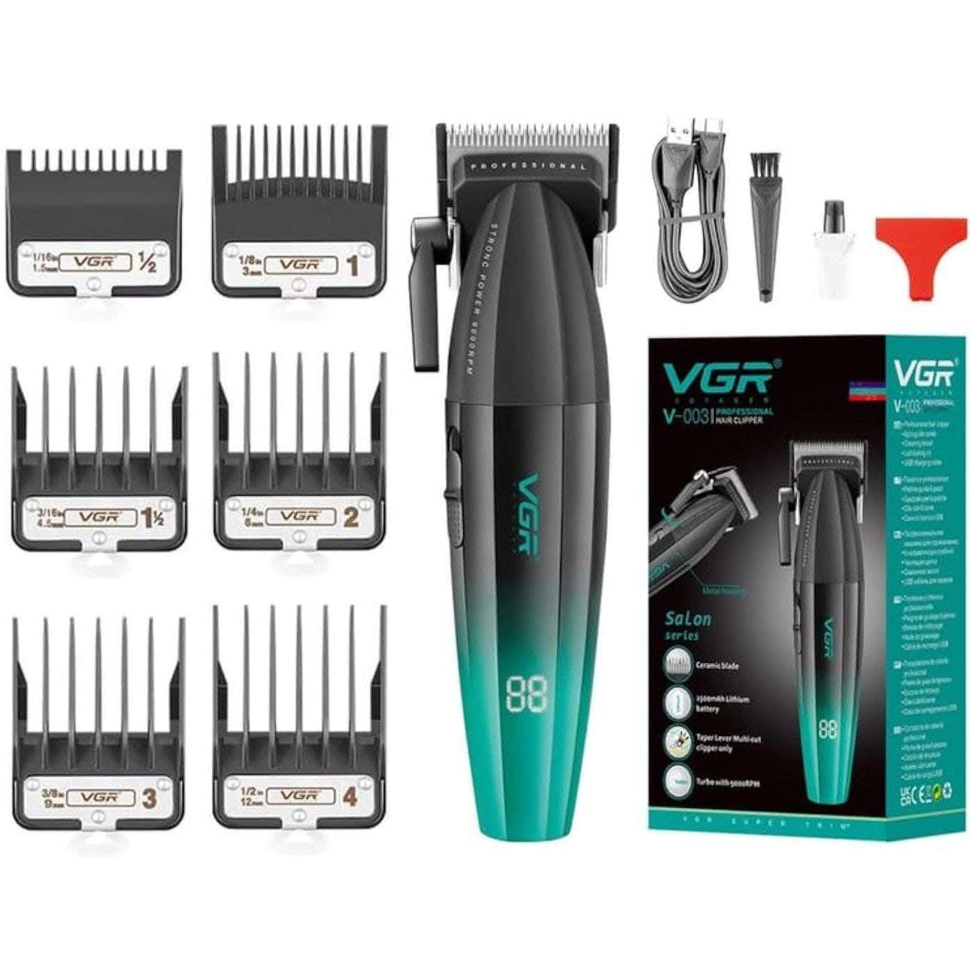 VGR V-003 Multi-Purpose Use Shaving Machine For Men - Black Green