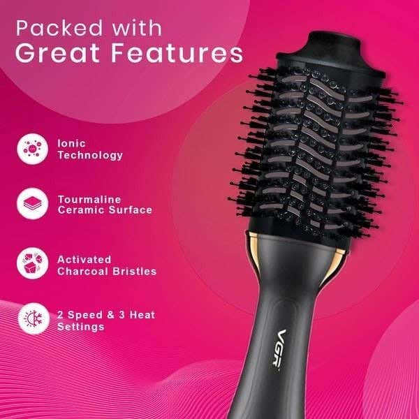 VGR V-492 Multi-Purpose Use Hot Air Brush For Hair For women - Black