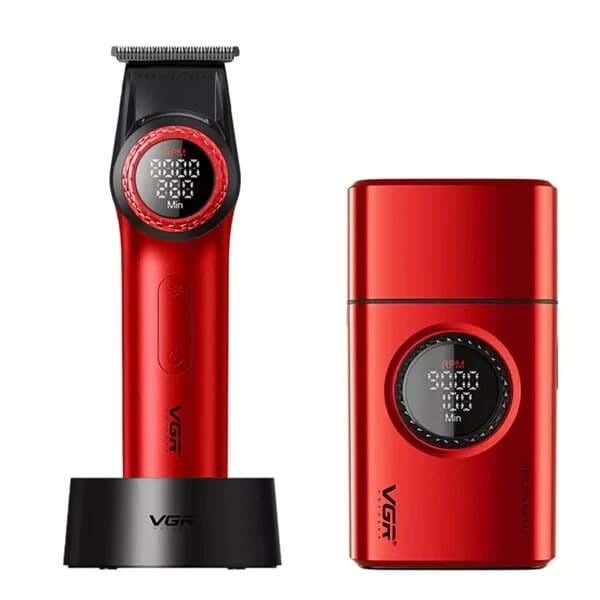 VGR v-977+377 Multi-Purpose Use Shaving Machine For Men - Red