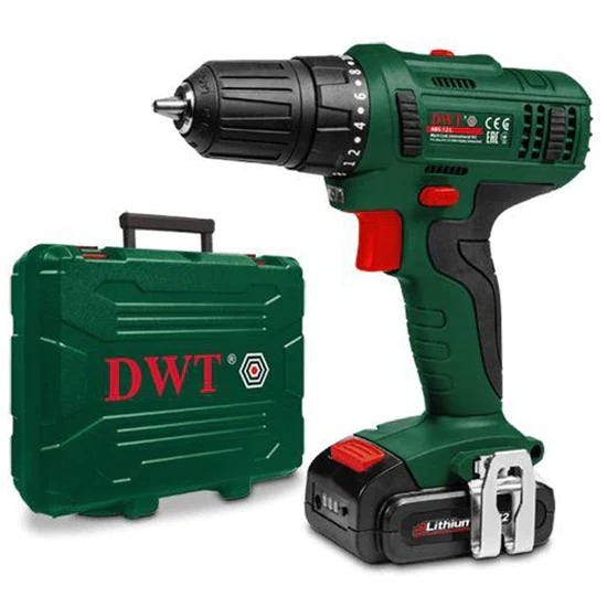 DWT ABS-12 L-2 BMC Cordless Drill, Battery, 12 Volt, 1.5 AMH - Green Black