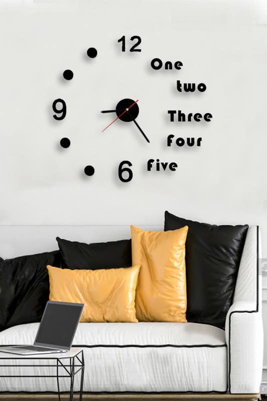 Wall Clock, MDF Wood, 301×80×80×0.5 - Black