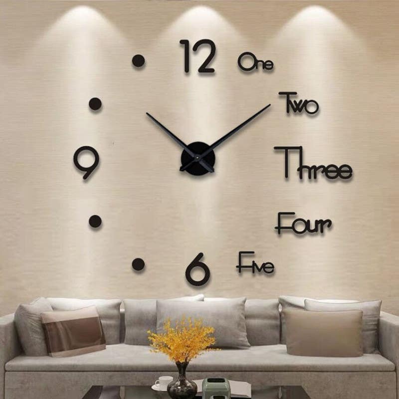 Wall Clock, MDF Wood, 304×80×80×0.5 - Black