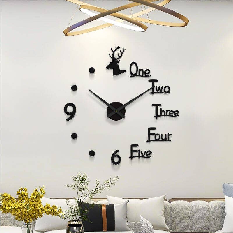 Wall Clock, MDF Wood, 305×80×80×0.5 - Black